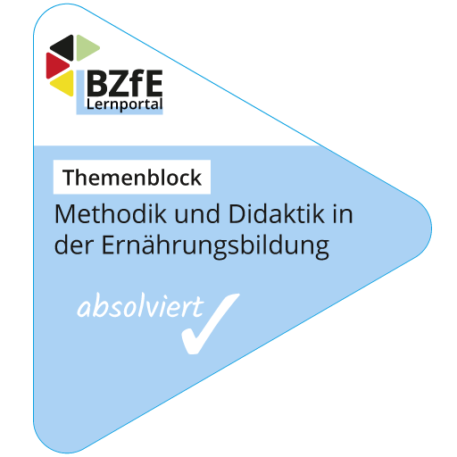 Das digitale BZfE-Badge als Nachweis für den Abschluss des Themenblocks "Methodik und Didaktik in der Ernährungsbildung".